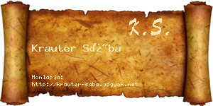 Krauter Sába névjegykártya